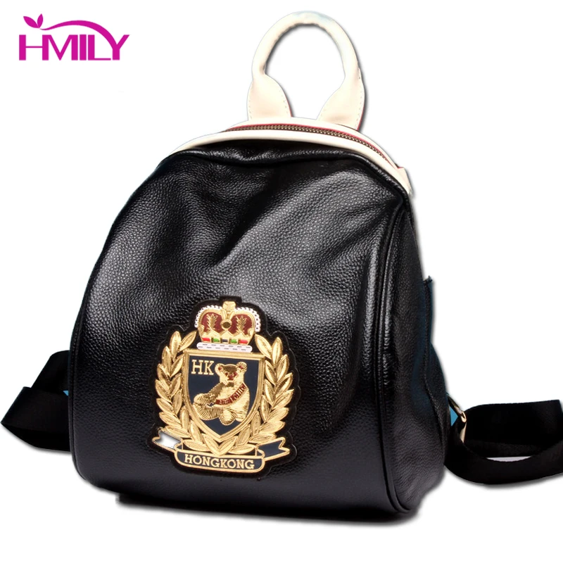 

HMILY Fashion Design Women Backpack Genuine Leather Mini Daypack Mochila Escolar School Bags Teenagers Girls Leisure Backpacks