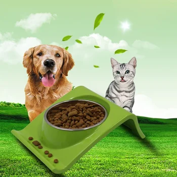 

New Pet Cat Dog Supply Melamine Household Durable Food Water Bowl Stainless Steel Bowls with Non Slid Bracket Cat Dog Feed Bowl