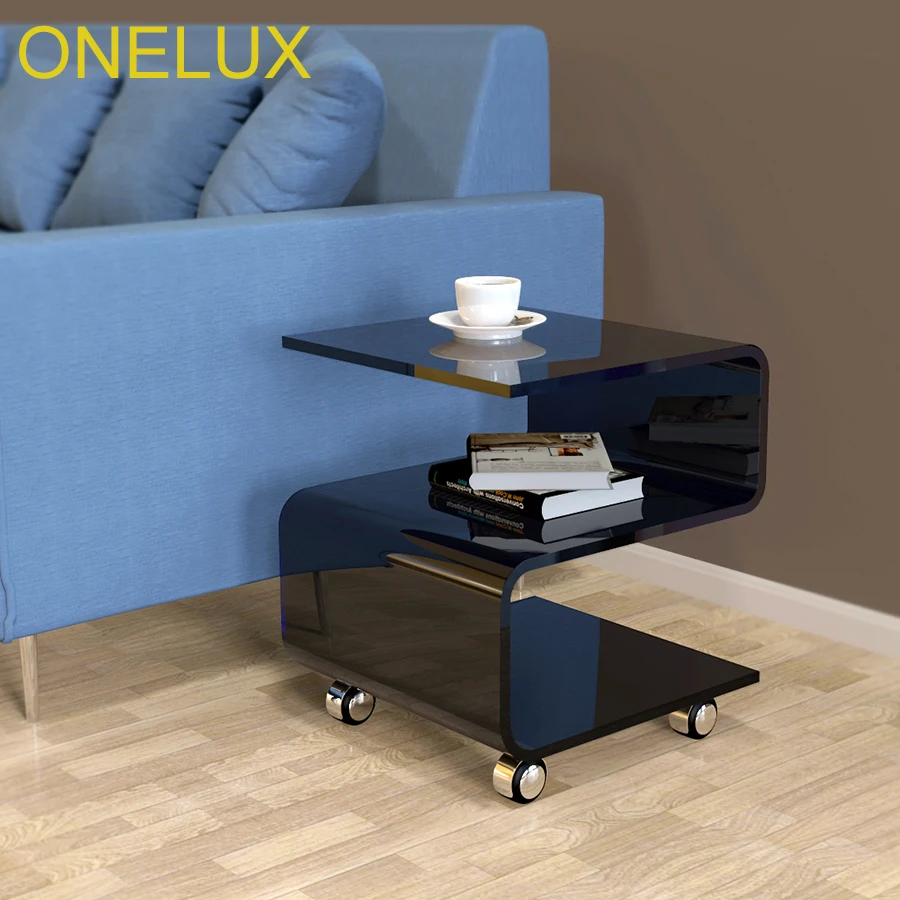 S-Shaped Acrylic Side Coffee Table On Wheels,Rolling Lucite Occasional End Corner Tea Tables - 45W-42D-52H CM S-Shaped Acrylic Side Coffee Table On Wheels,Rolling Lucite Occasional End Corner Tea Tables - 45W-42D-52H CM