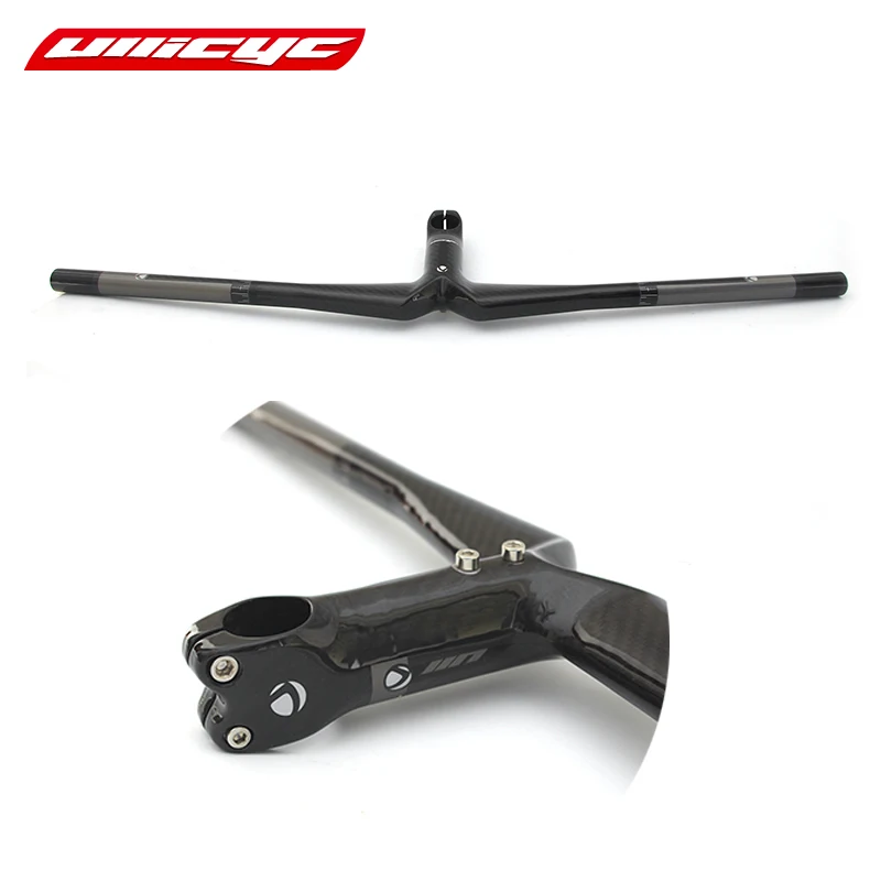 

Ullicyc Mountain Bike Full Carbon Fibre Handlebar Carbon Bicycle Handlebar And Stem Integratived 600-720x90-120mm YT808