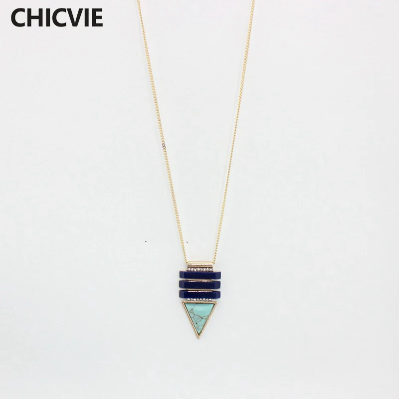 

Long Turquoise Beads Necklaces & Pendants Personalized Gold Chain Necklace for Women Collar Boho Statement Jewelry SNE160136