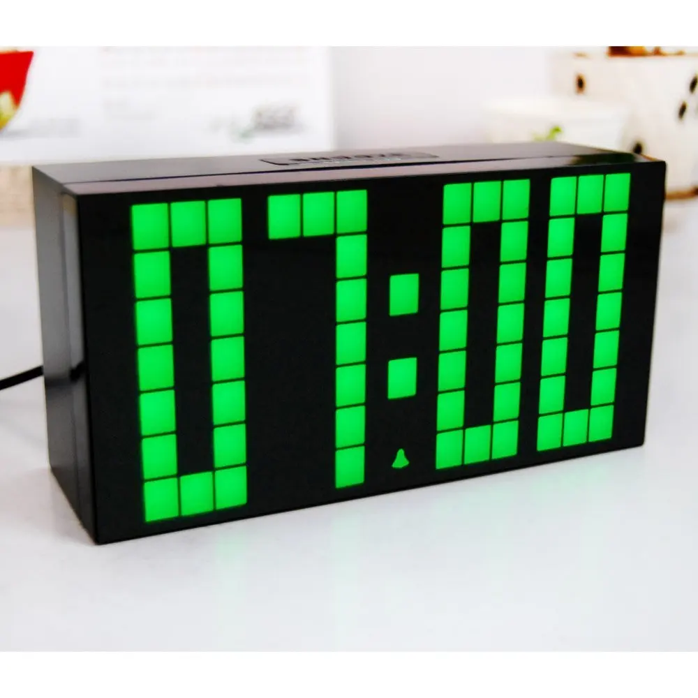 Большие цифры Led Будильник черные прочные настенные часы с календарем и