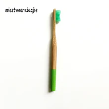 Круглая деревянная ручка зубная щетка, зеленая волнистая Мягкая головка щетки бамбук древесный уголь Нано взрослый путешествия зубная щетка для ухода за полостью рта скребок языка