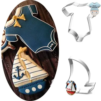 

2pcs patisserie reposteria Sailor Cloth Sailing Boat Cookie Cutter Fondant Cake Decor Tools Cupcake Biscuit Moldes Metal Baking