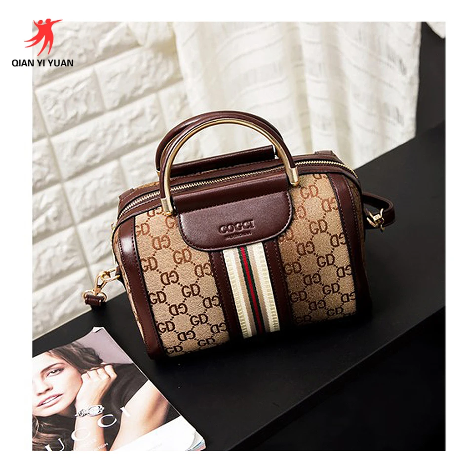  2017 Women Bag Boston New Handbag Europe And America Tide Shoulder Messenger Portable Picture Printing Bolsa Feminina QYY-0035 