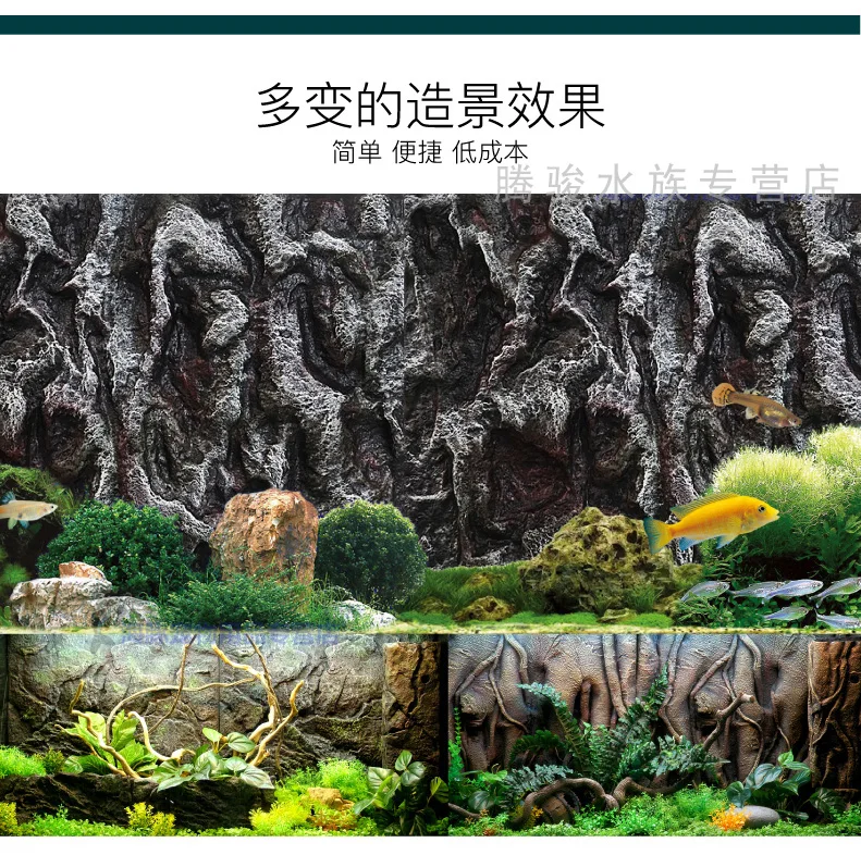 Large Fish Tank 3D Foam Background Rock Root Landscaping Drawings Aquarium Turtle Decoration Ornaments Accessories