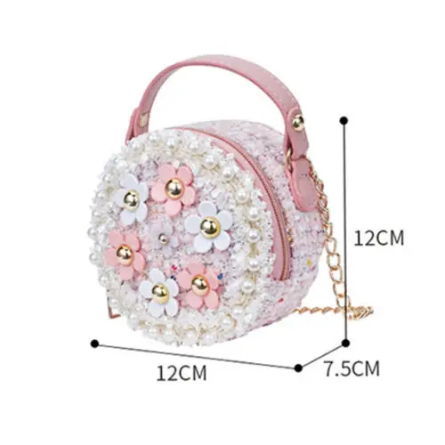 زهرة حقائب كتف الأطفال حقيبة ساعي من الجلد المصقول الفتيات Crossbody حقيبة الاطفال صغيرة جولة حقيبة حقائب للأطفال هدية