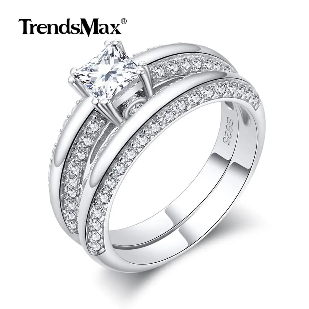 

925 Sterling Silver Cut Cubic Zirconia Square Solitaire Rings 7.1 Carat Jewelry Ring For Women Wedding Engagement Rings SR12