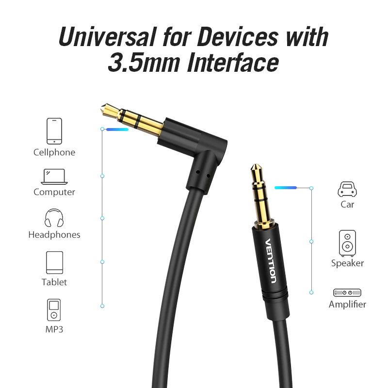 Vention 3.5mm   ̺ 3.5    ̺  90  AUX ̺   MP3/4  ڵ 1m
