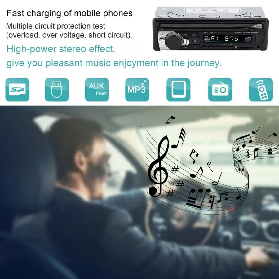Lightweight Car MP3 Bluetooth Music Player Hands-free Radio Receiver Support USB AUX FM In-car audiovisual equipment