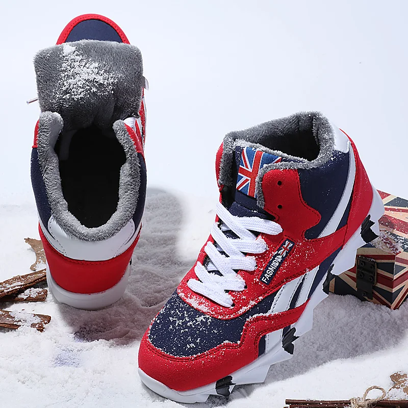 Beste 2018 hoge top Herfst winter mannelijke Sneakers Pluche warm Sport schoeisel Merk Comfortabele snowboots voor volwassenen walking jogging