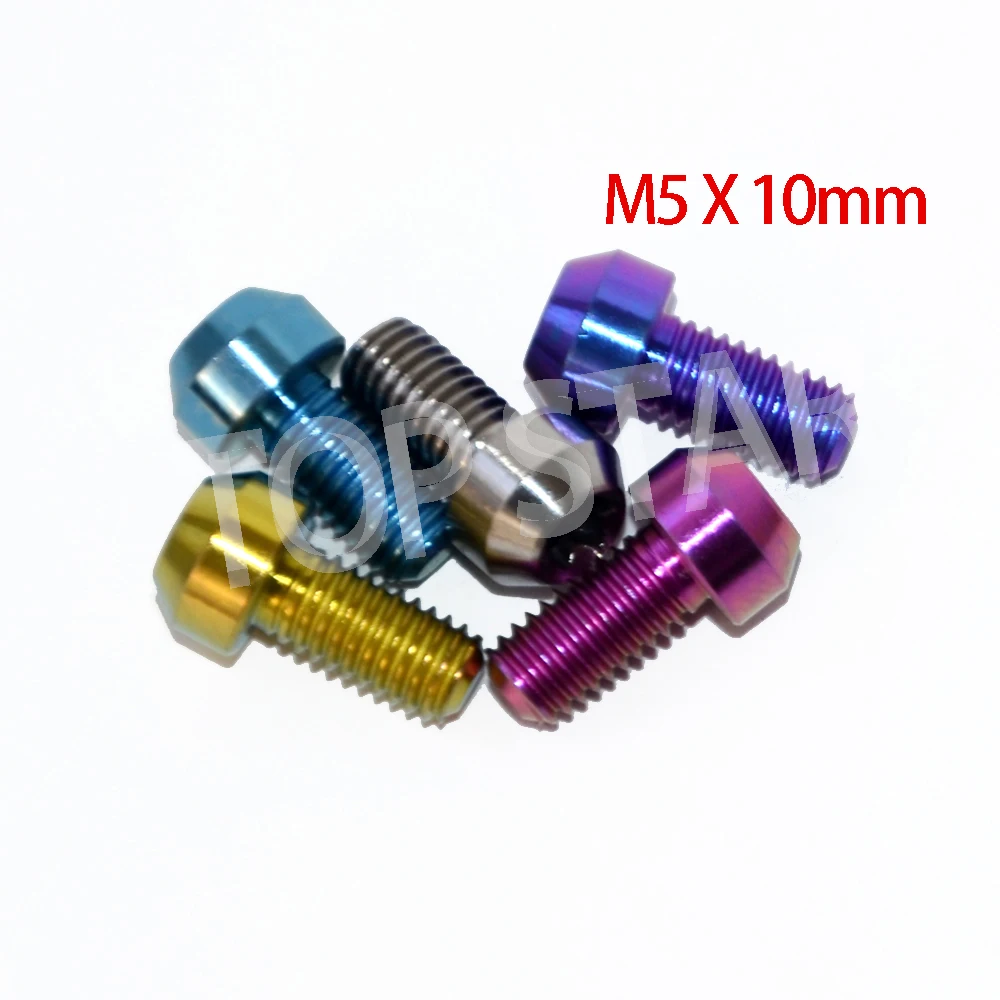 

M5 X 10mm Titanium Alloy Bolt Screw Fastener For Mountain BikeDisc 6 PCS