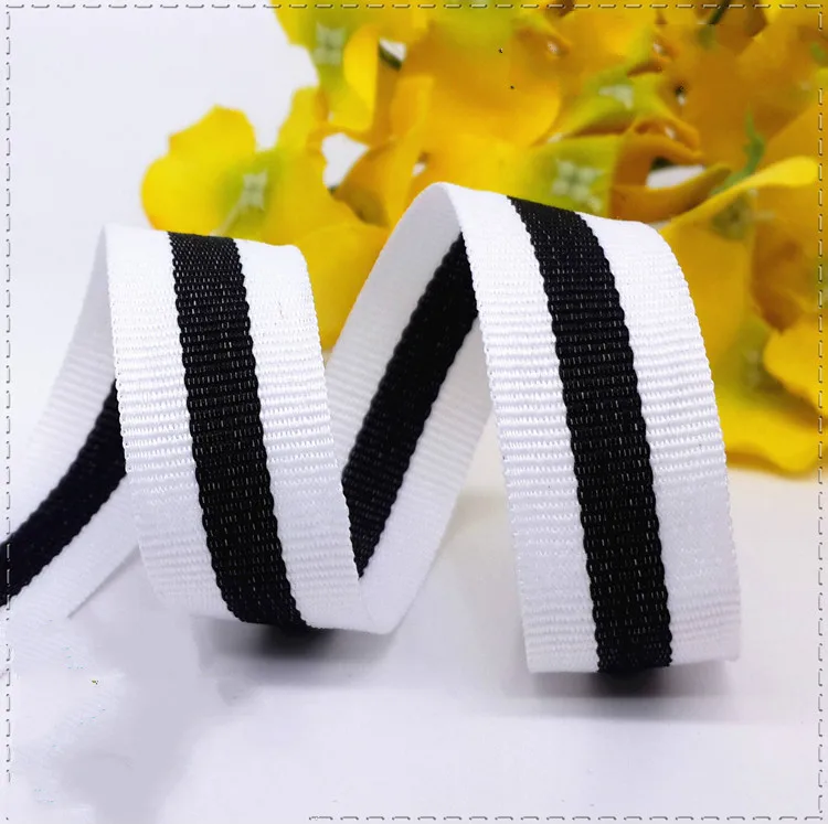 Новинка (1 м/лот) 20 мм ширина между черно белыми полосками grosgrain ленточный пояс DIY