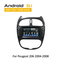 Android 8.1 Octa Core gps navigation dvd cd player for Peugeot 206 2000 2001 2002 2003 2004 2005 2006 2007 2008 car stereo 2 din