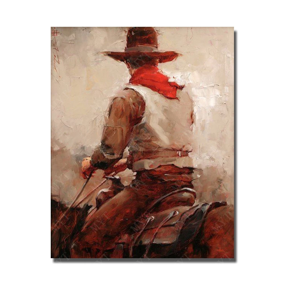 Artist Painted Ride Horse Man Wall Pictures For Living Room Figure Oil
