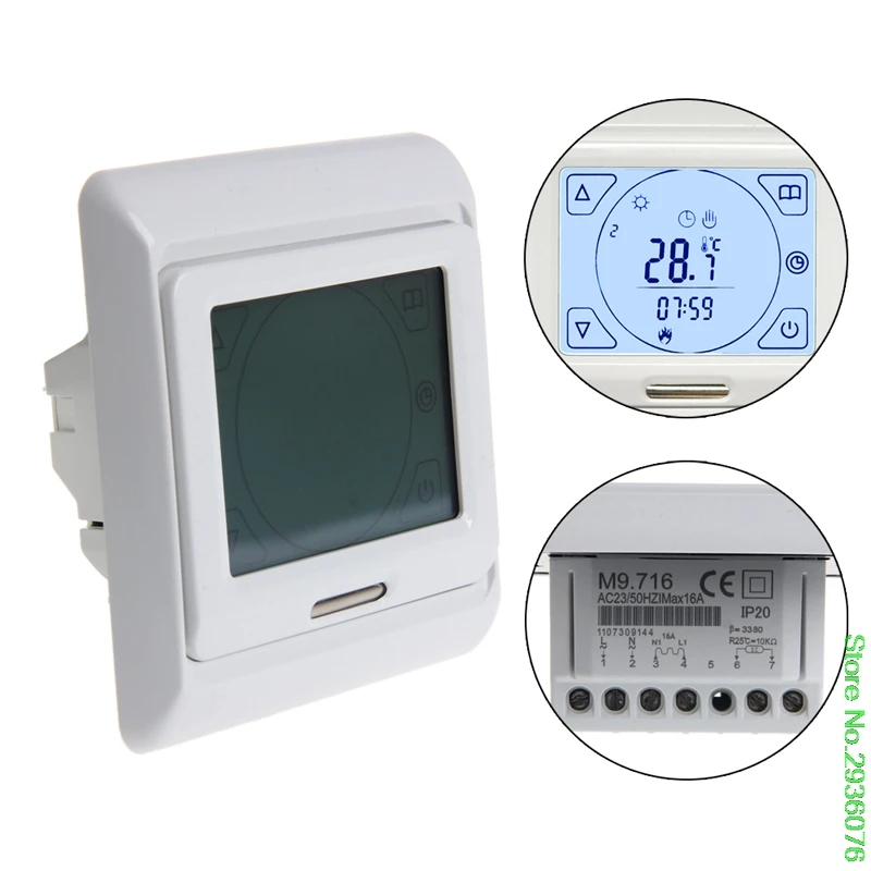 

New Arrive LCD Programmable Floor Heating Thermostat Controller Temperature Touch Screen Drop Shipping Support