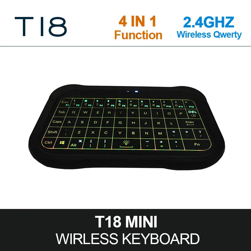

T18 Air Mouse Touchpad portable Anglais Version 2.4 wireless keyboard Air Retro-Eclairage Controleur pour TV BOX Mini PC PK h18