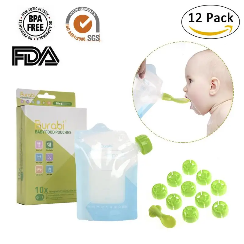 12pcs/set 180ml BPA-Free Reusable Sealed Baby Food Pouch Storage Bag Food Homemade Double Zipper Feeding Supplement Bags 12pcs/set 180ml BPA-Free Reusable Sealed Baby Food Pouch Storage Bag Food Homemade Double Zipper Feeding Supplement Bags