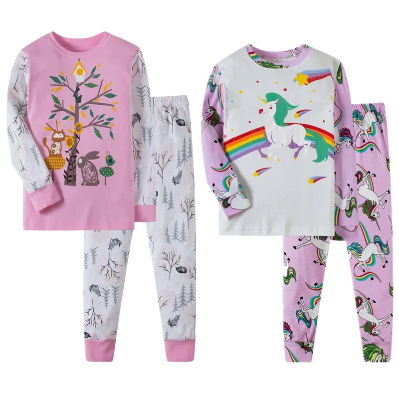 Girl Pajamas Sets Long Sleeve Big Kids Sleepwear Cotton Clothes Suit