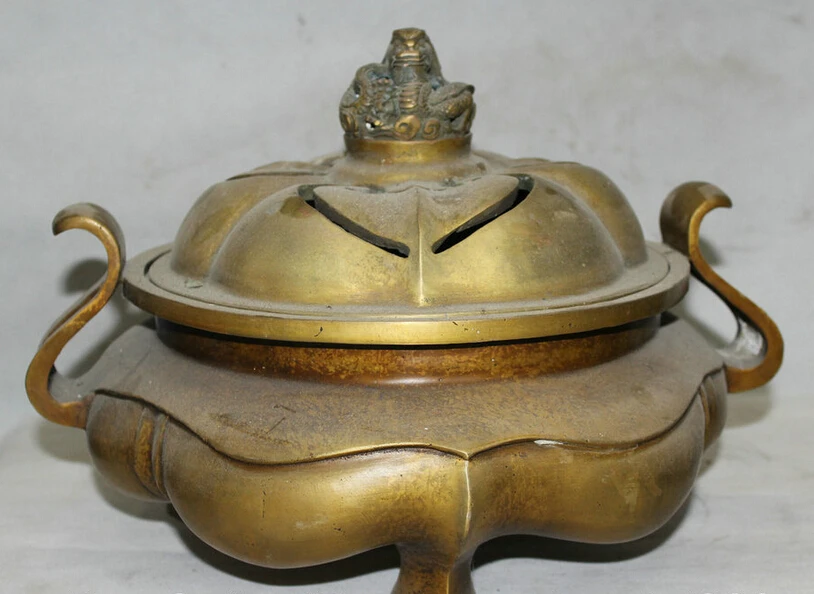 

Fast shipping USPS to USA S2506 15" Marked Chinese Dynasty Copper Dragon 3 Foot Statue Incense Burner Censer