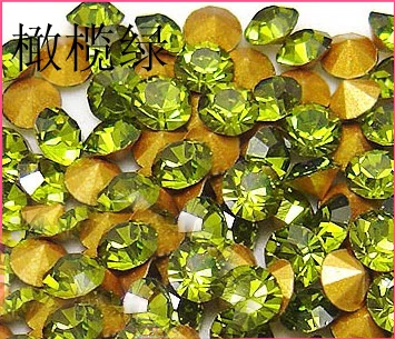 Olivine ~ ss12 ss27 круглые Кристальные Свободные Стразы с острым основанием стеклянный