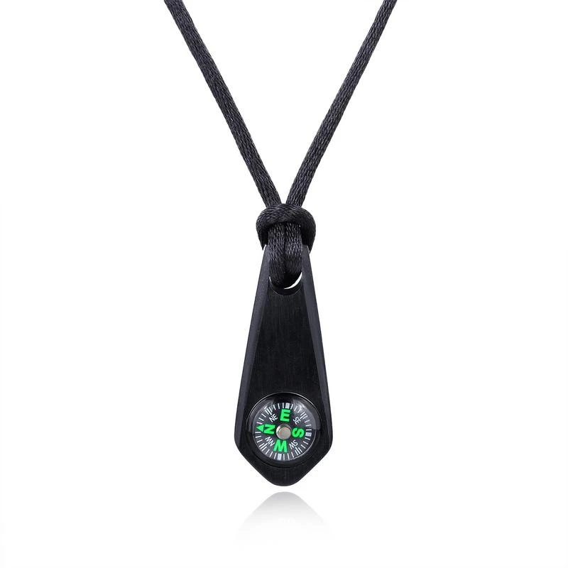 COLLAR COLGANTE de supervivencia de brújula de acero inoxidable hombres joyería de moda con cadena Rop de 27"|Collares colgantes| - AliExpress