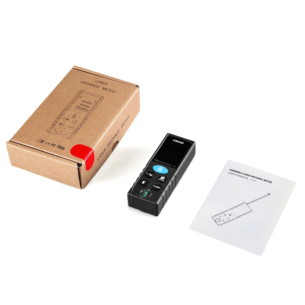 Original DEKO LRD110 Laser Distance Meter 70M Digital Dual Measure Laser Rangefinder Distance/Area/ Volume/Pythagorean Original DEKO LRD110 Laser Distance Meter 70M Digital Dual Measure Laser Rangefinder Distance/Area/ Volume/Pythagorean