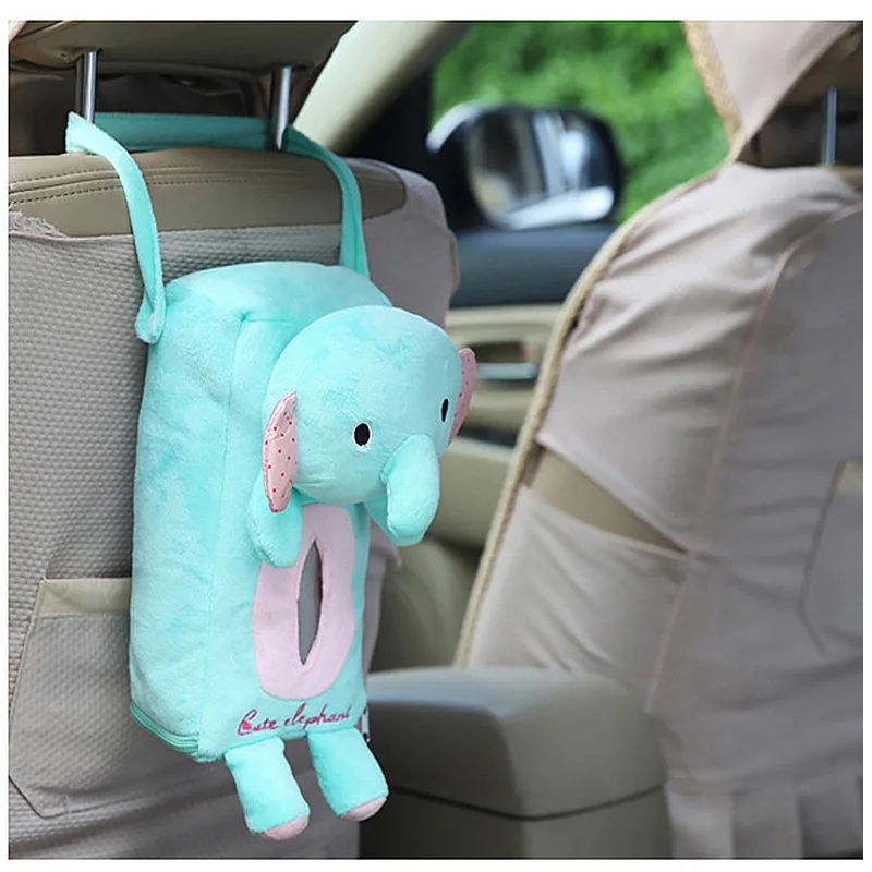 1pcs Blue Задний автомобиль-Стайлинг животных портативный коробка ткани панда Медведь Кролик Чехлы универсальные для Mazda Suzuki peugeot Porsche Kia аксессуары - Название цвета: 1pcs Blue