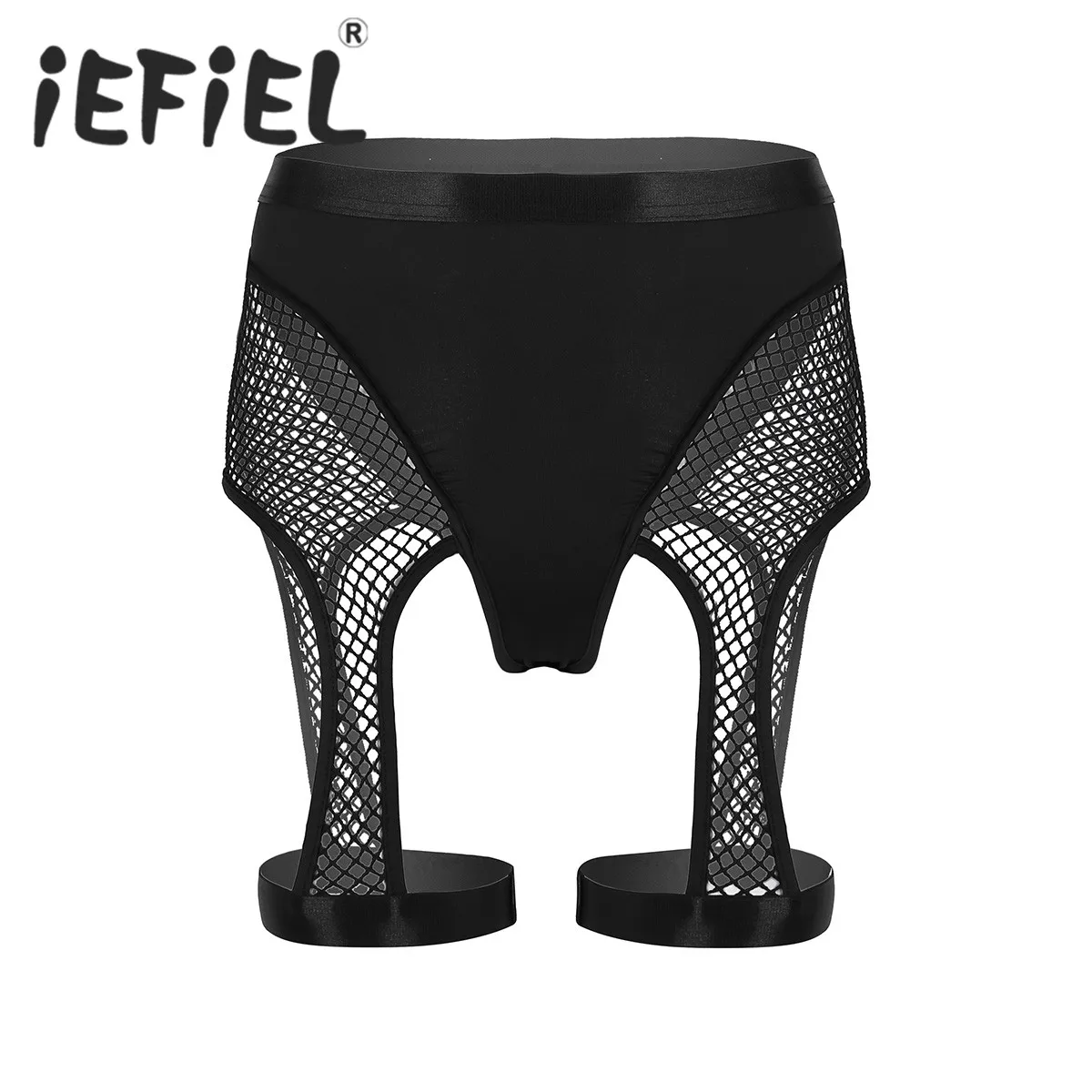 

Women Sexy Black Women Female High-waisted See Through Fishnet Splice Cutout Legging Half Pants Booty Shorts Underwear Panties