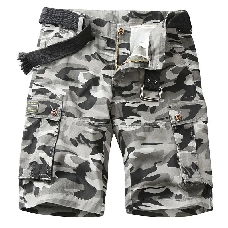 Летние карго M~ 4XL шорты милитари хлопковые брендовые камуфляжные прямые мужские шорты пляжные с эластичной талией мужские повседневные шорты