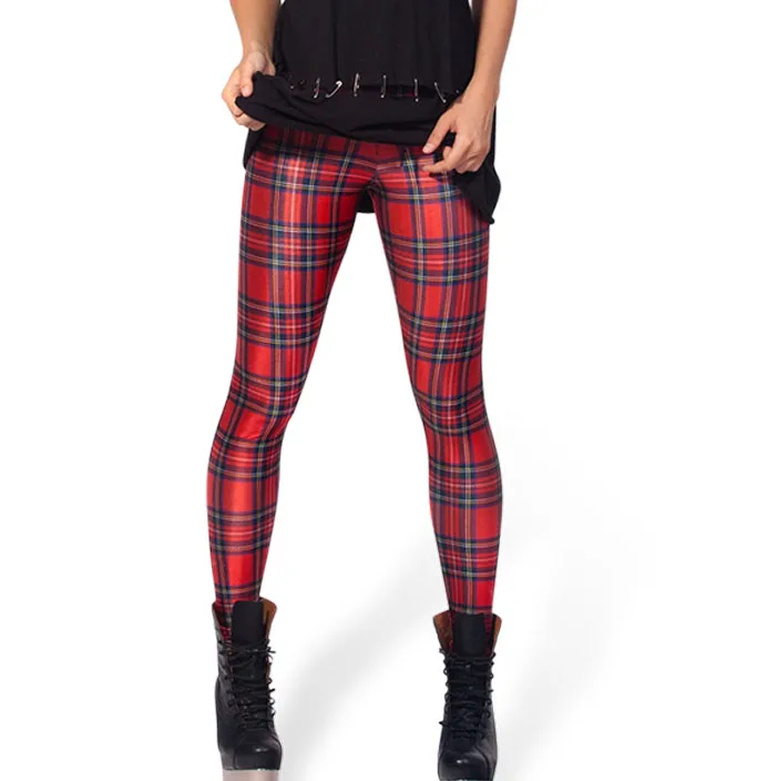Fashion 3076 sexy girl women plaid font b tartan b font red green 3D prints Polyester