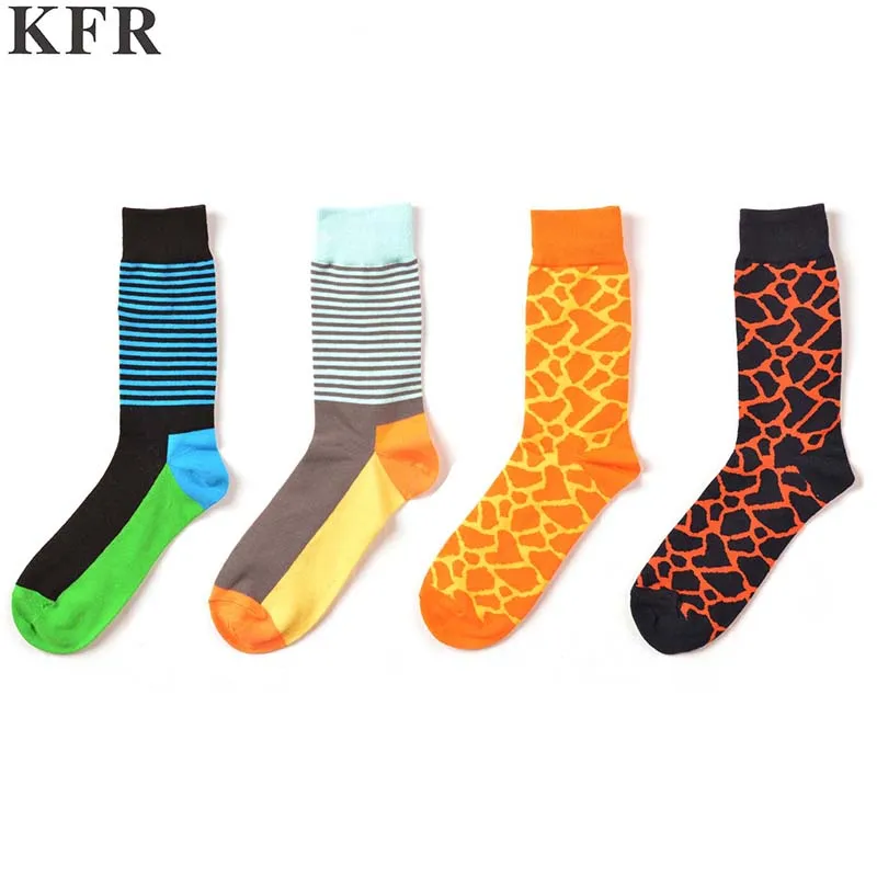 

Happy Socks Striped cell leopard Mens Funny Cotton Mens Socks Skateboard Hip Hop Street Crew Harajuku Art Fashion Short Socks