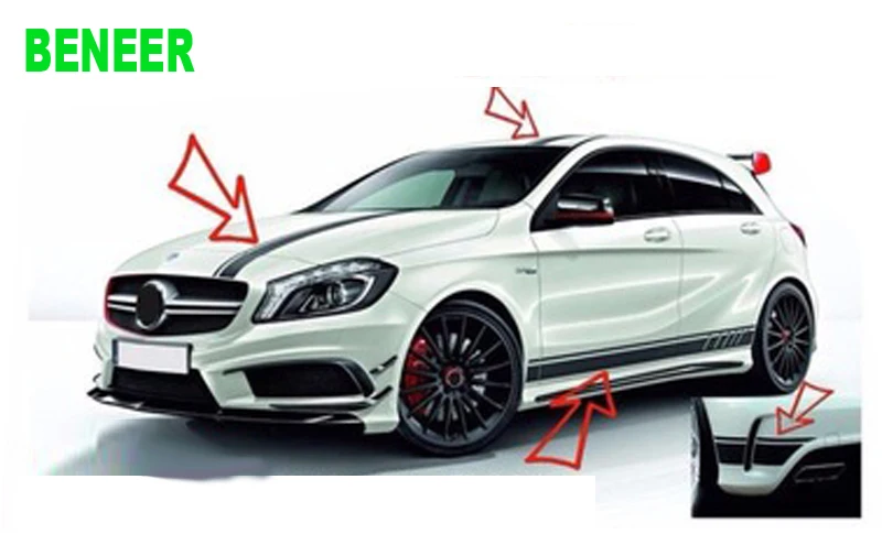 4 шт. кузова автомобиля стикер для Mercedes-Benz AMG W204 W211 W210 CLK C180 E200 cla GLK GLE gla a180 A B C e класса A45 - Название цвета: Черный