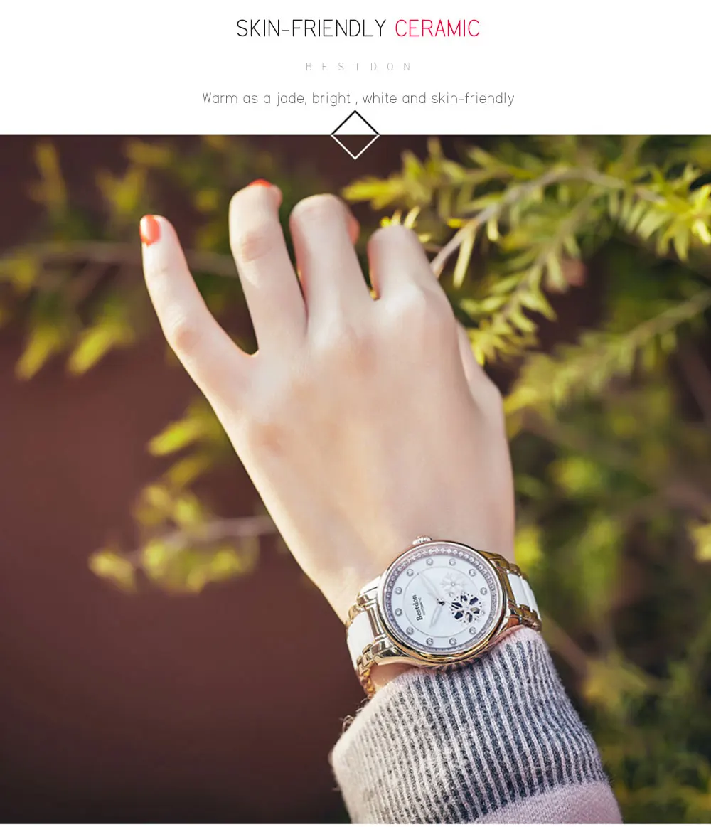 Швейцарские Bestdon механические часы для женщин сапфировый Автоматический Скелет женские часы люксовый бренд Relogio Feminino 7781L