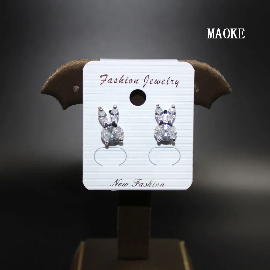 Promotions New Cute Rabbit Copper Inlaid Zircon Gold and SV Two Small Animals Earrings Fashion Jewelry for Women's Gifts | Украшения и