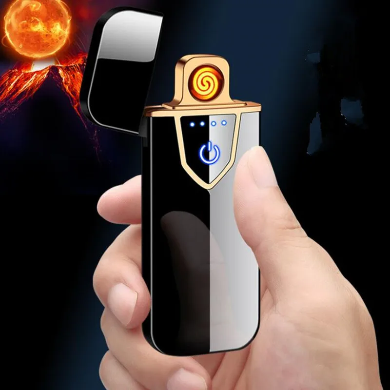 

2019 New Touch Cigarette lighter USB charging Touch sensing switch Double-sided lighter Windproof flameless Electronic lighters