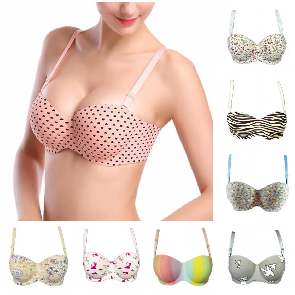 

Hot Sales! Women push up 1/2 cup bra Print one piece seamless Girl's underwear bra H033-2