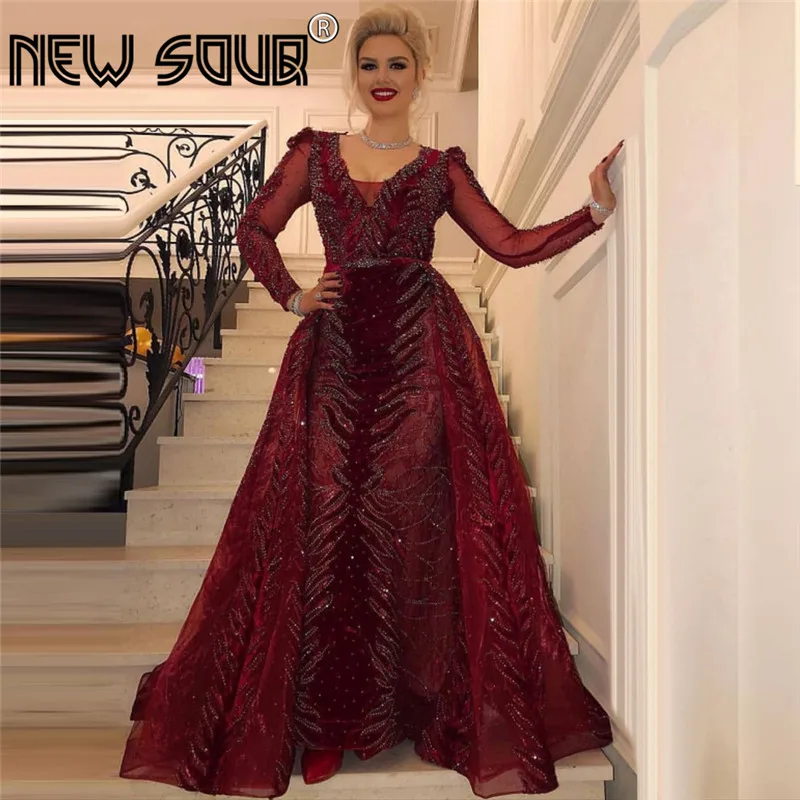 

Kaftans Long Sleeve Beading Evening Dresses Formal Gown Muslim Dubai Design Prom Dress 2019 Arabic Turkish Pageant Gowns Vestido
