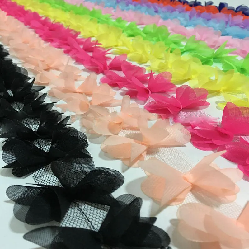1-yard-Multicolor-Beautiful-Chiffon-3D-lace-flowers-lace-trim-lace-fabric-decoration-diy-clothes-accessories
