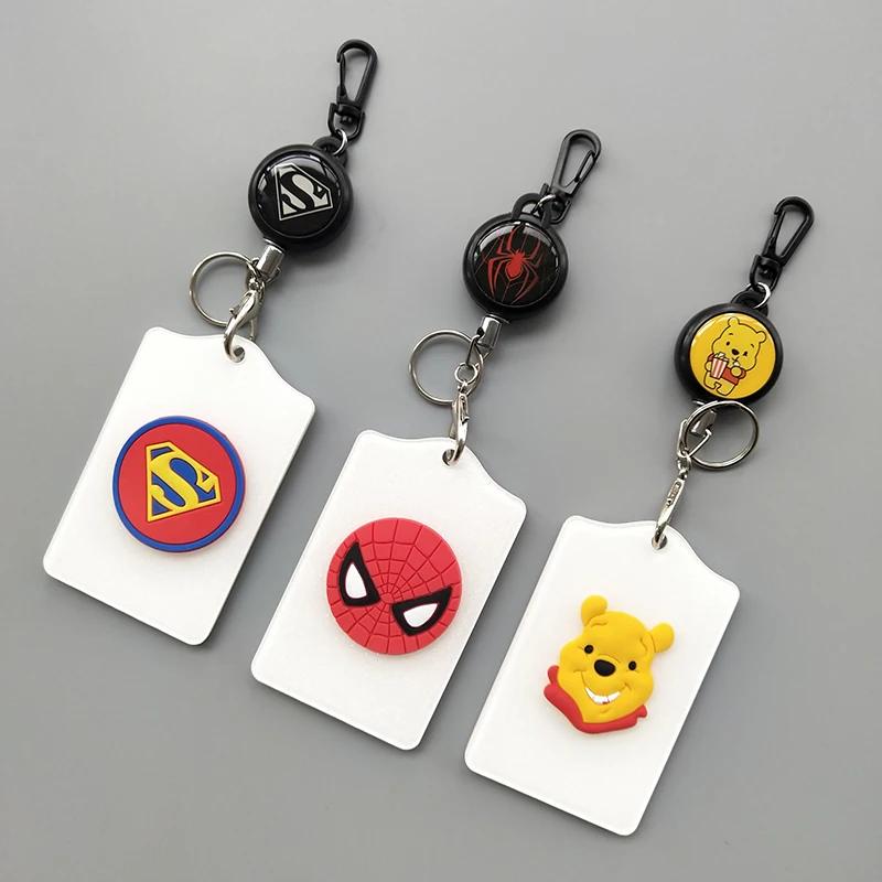 

Cute Cartoon Retractable Telescopic Wire Rope Keychain Double-Sided Acrylic Card Holder ID Badge Nurse Credit ID Badge Holder