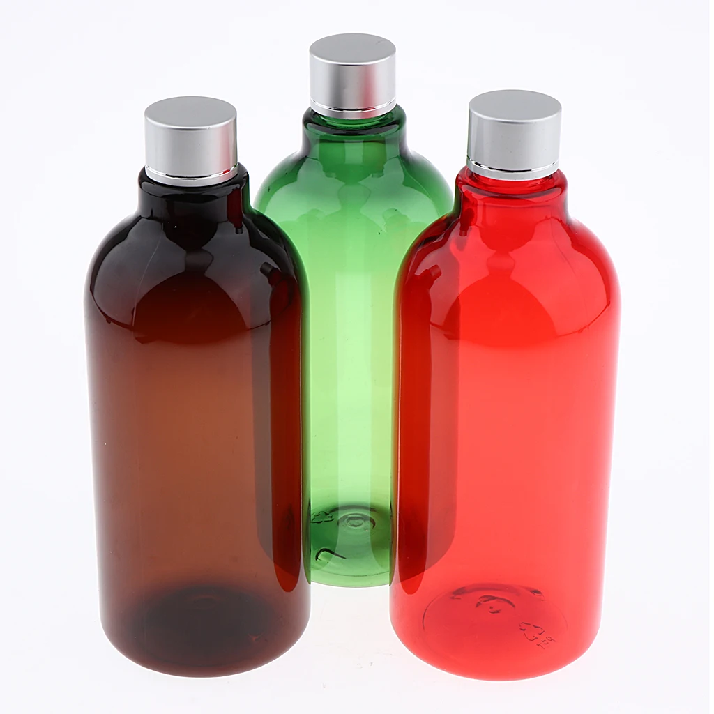 2Pcs BPA-free Empty PET Plastic Travel Lotion Shampoo Storage Bottles Refillable Containers 500mL, 3 Colors Optional