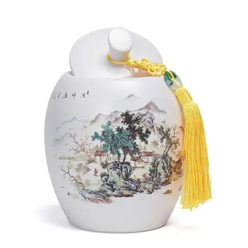 

Chinese Landscape Painting Tea Caddies Ceramic Storage Boxes Coffee Powder Organizer Cans Tea Jar Teaware Accessories Home Decor