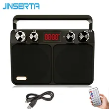 JINSERTA портативный fm-радио ретро радио приемник динамик USB диск TF карта MP3 музыкальный плеер с светодиодный дисплей+ пульт дистанционного управления