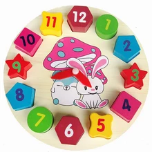 Деревянные игрушки мультфильм дети обучающая игрушка цифровые геометрические часы для маленьких мальчиков и девочек Пазлы MT39