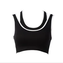 MADHERO Women’s Sports Bra Fitness Fake Two Piece Bra Top Push-up Crop Tops Running Gym Exercise Yoga Bras Sujetador Deportivo