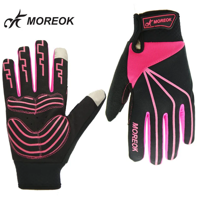 Перчатки для велоспорта теплые ветрозащитные велосипедные перчатки противоскользящие велосипедные перчатки с сенсорным экраном для мужчин и женщин парные перчатки - Цвет: Pink