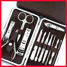 Stainless steel 12pcs Nail Art Manicure Set Nail Care Tools Finger Nail Cutter Clipper File Scissor Tweezers