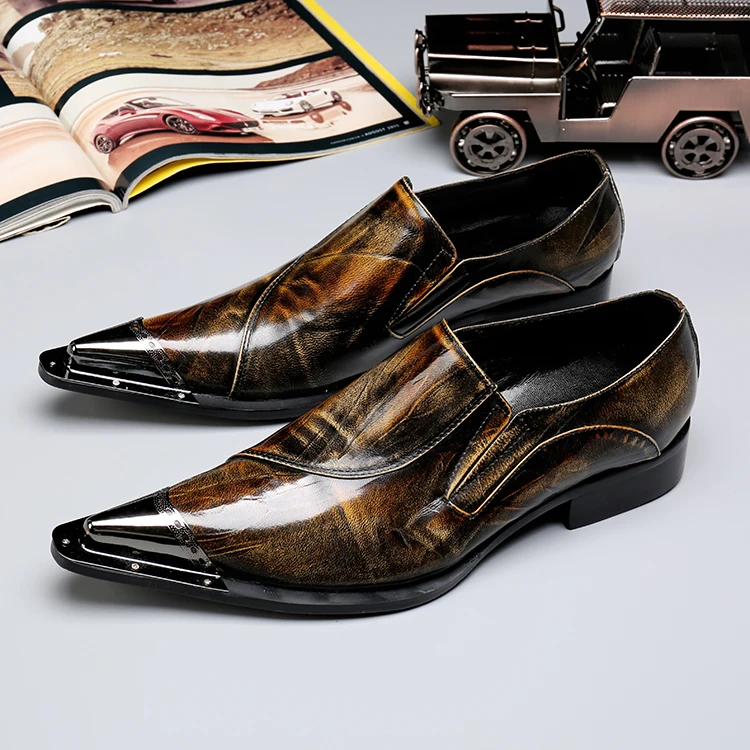 

Choudory Men Flat Shoes Genuine LeatherMen's Patent Leather Shoes Mens Dress Loafers