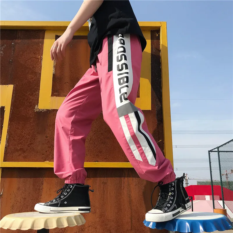 Reflect light Shining Summer hiphop pants men Letter prints Elastic waist Ankle length Red Black color 2019 Stylish Reflect light Shining Summer hiphop pants men Letter prints Elastic waist Ankle length Red Black color 2019 Stylish