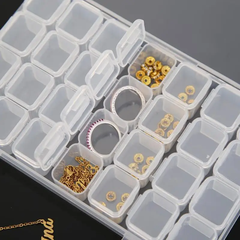 

28 Lattices Transparent Container Diamond Painting Accessories Storage Box Plastic Transparent Nail Tools Storage Box